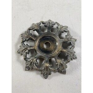 Vintage Brass Bobeche Spacer Lamp Chandelier Part Decorative Leaves #132